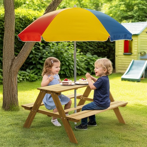 Kids picnic table with parasol - picnic,