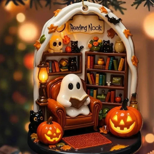 New cute reading ghost - new,