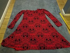 Red Skull Skater Dress Size M/l