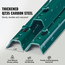 Uimoso 3 Feet Fence Post 10 Pack T-Post Heavy Duty Metal Fence Posts Green