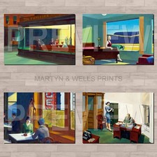 Edward Hopper prints. A4 canvas paper / poster art. Americana, Social Realism.