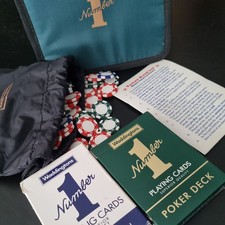 Waddingtons The Number 1 Poker  Playing Cards Chips Travel poker Set in Case GC