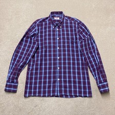 Aertex Cellular Clothing Button-Up Shirt Men's Medium Red Purple Long-Sleeve