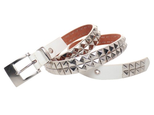 Jean white pyramid studded pvc - jean,