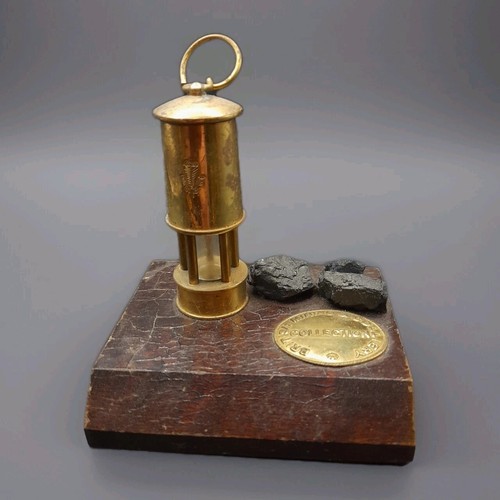 Vintage brass wooden coal - &,