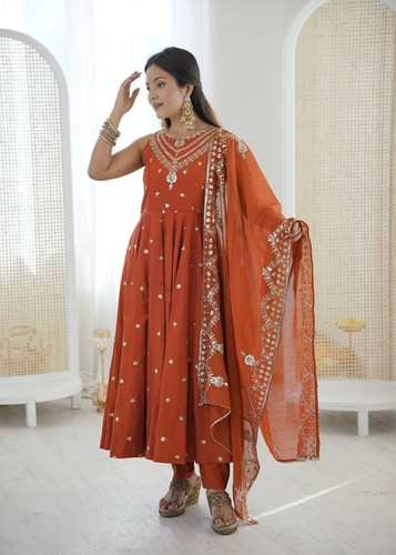 Gown pakistani orange salwar - pakistani,