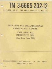 TM3-6665-202-12 Analyzing Kit M26 Impregnite Repair Maintenance Operators book 