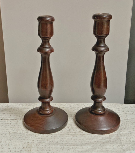 Pair antique turned - turned, wooden