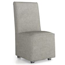 Upholstered Leisure Single Sofa Chair Linen Fabric Armless Accent Chair W/Caster