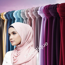 New DUBAI made Premium Plain Chiffon Maxi Hijab Scarf Shawl Head Wrap Sarong 