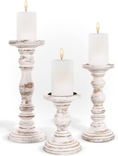 Luxe Designs Wooden Candle Holders for Pillar Candles – Set of 3 Large Decorativ