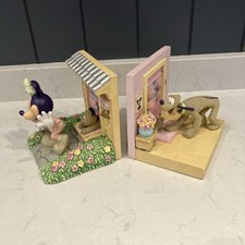 Vintage Disney Store bookends Minnie Mouse & Pluto Pastel Tones 