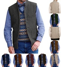 Men Tweed StandUp Collar Vest