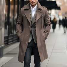 Men's Wool Blend Pea Coat Warm