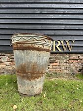 Large Vintage Galvanised Planter / Plant Olive Tree Planter / Garden Patio Pot B