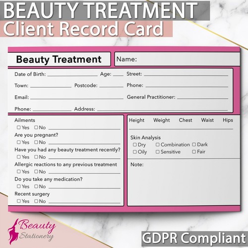Beauty client record card - beauty,