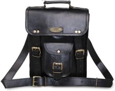 Men's Vintage Black Leather Messenger Bag Satchel Shoulder Laptop Briefcase