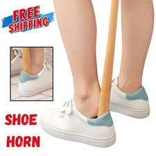 Extra Long Handled Bamboo Shoe Horn Heavy Duty Shoe Helper Shoe 1pc-UK...
