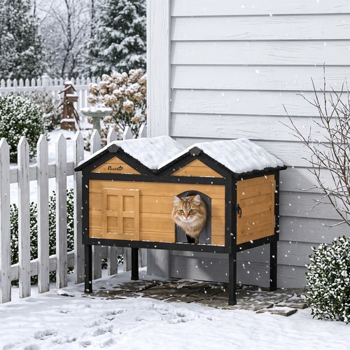Pawhut outdoor wooden cat - pawhut,
