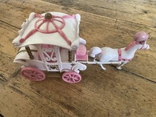 DISNEY Polly Pocket CINDERELLA's Royal Horse & CARRIAGE Buggy White Pink