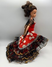 1970s SINDY DOLL SIZE RED BLACK GOLD SPANISH FLAMENCO DANCER DRESS **NO DOLL**