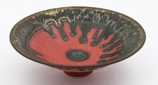 MARTIN SILBER SMALL RED & BRONZE LUCIE RIE STLYE STUDIO POTTERY PORCELAIN BOWL