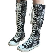 Converse Chuck Taylor All Star Knee High Sneakers Patchwork Animal Print Size 9