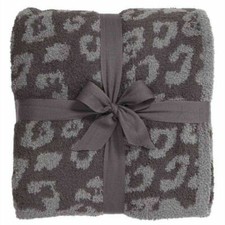 Barefoot Dreams Blanket Leopard Print Barefoot Throw Stone Cream Soft Blanket//*