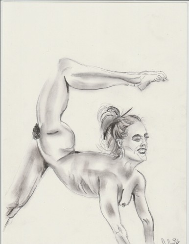 Original female nude pencil - nude,