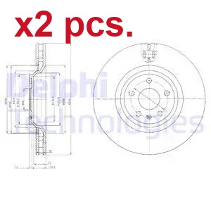 Pcs front brake disc - x2,
