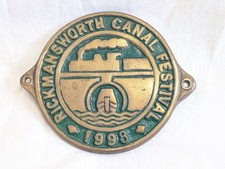 Solid Brass Canal Boat Plaque