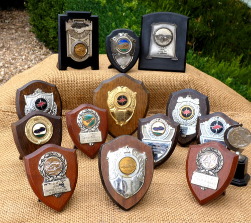 Vintage wooden shield trophy - vintage,