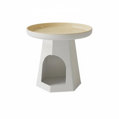 Round nightstand with cat - round,