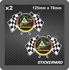 x2 NURBURGRING ALFA ROMEO AUTODELTA CROSSED CHEQUERED FLAG STICKERS RETRO ITALY