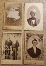 Baby boy startling eyes, man  posthumous, 2 men, 1 man - 4 Cabinet Card photos