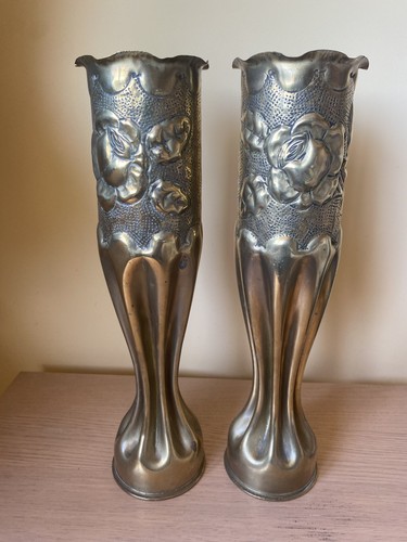 Ww1 pair trench art - trench, brass