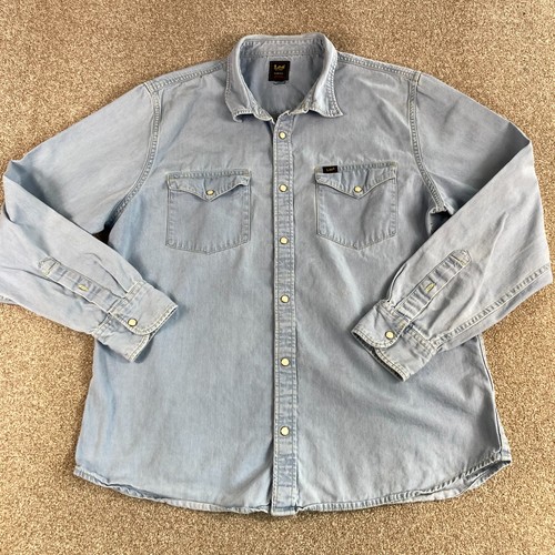 Vintage lee shirt mens blue - shirt, xl