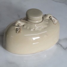 Vintage Denby Stoneware Bed Warmer Unusual Oval Shape With Leaf Design