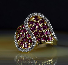 Ring Silver 925 Ruby Topaz Gold Harry Ivens 19.8mm - Magnificent & Sparkling