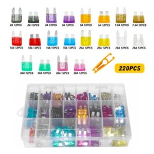 220 Pcs Car Truck Auto Blade Fuse Assortment Assorted Kit Blade Set For SUV Boat