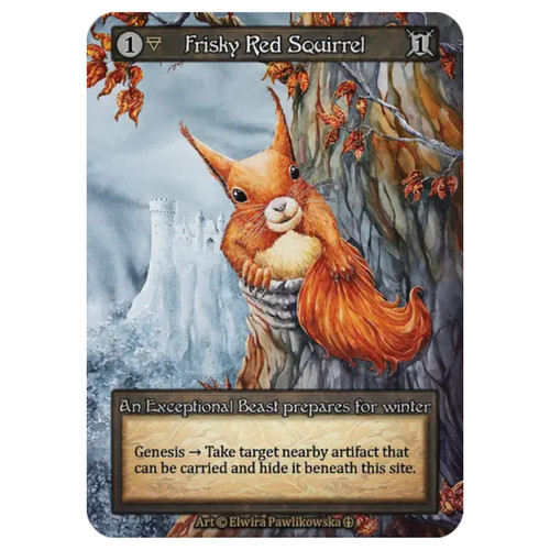 Frisky red squirrel - red,