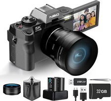 5K Digital Camera 48MP 16X 3'' Autofocus for Vlogging with Wide Angle Macro Lens