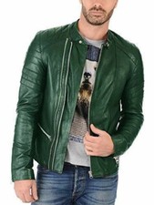 Genuine Men's Green Lambskin