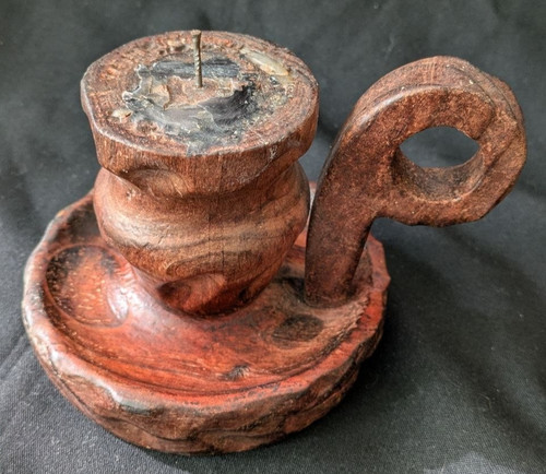 Hand carved wooden candle - carved,