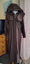 NEW * TAYBERRY * BROWN OUTBACK CAPE TRENCH COAT / HOODED COUNTRY RAIN MAC * Med