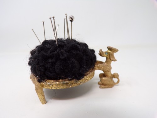 Vtg goldtone poodle dog - poodle,