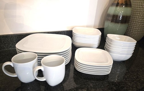 Denby white squares tableware - white,