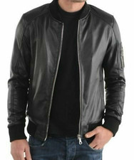 Men's Slim Fit Bomber Leather