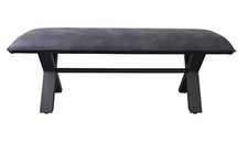 Larson Grey Faux Suede Dining Bench with Metal Cross Leg, Available in Two Sizes