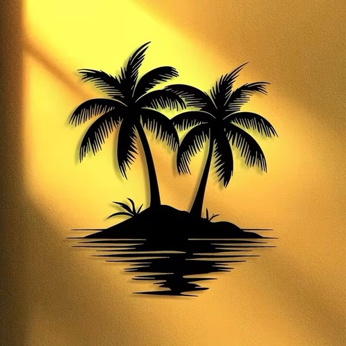 Black metal palm - black, art